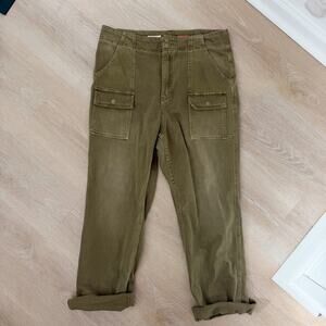 Anthropologie Pilcro Cargo Pants Olive Green Raw Hem Size 32